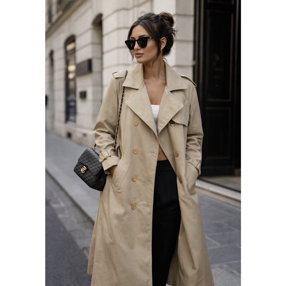Vintage London Fog Limited Edition Khaki Size 10 Petite Women Lined Trench Coat